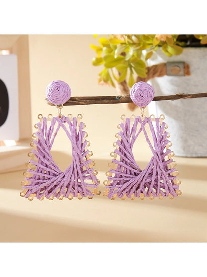 Earedge - Raffia Woven Trapezoid Earrings
