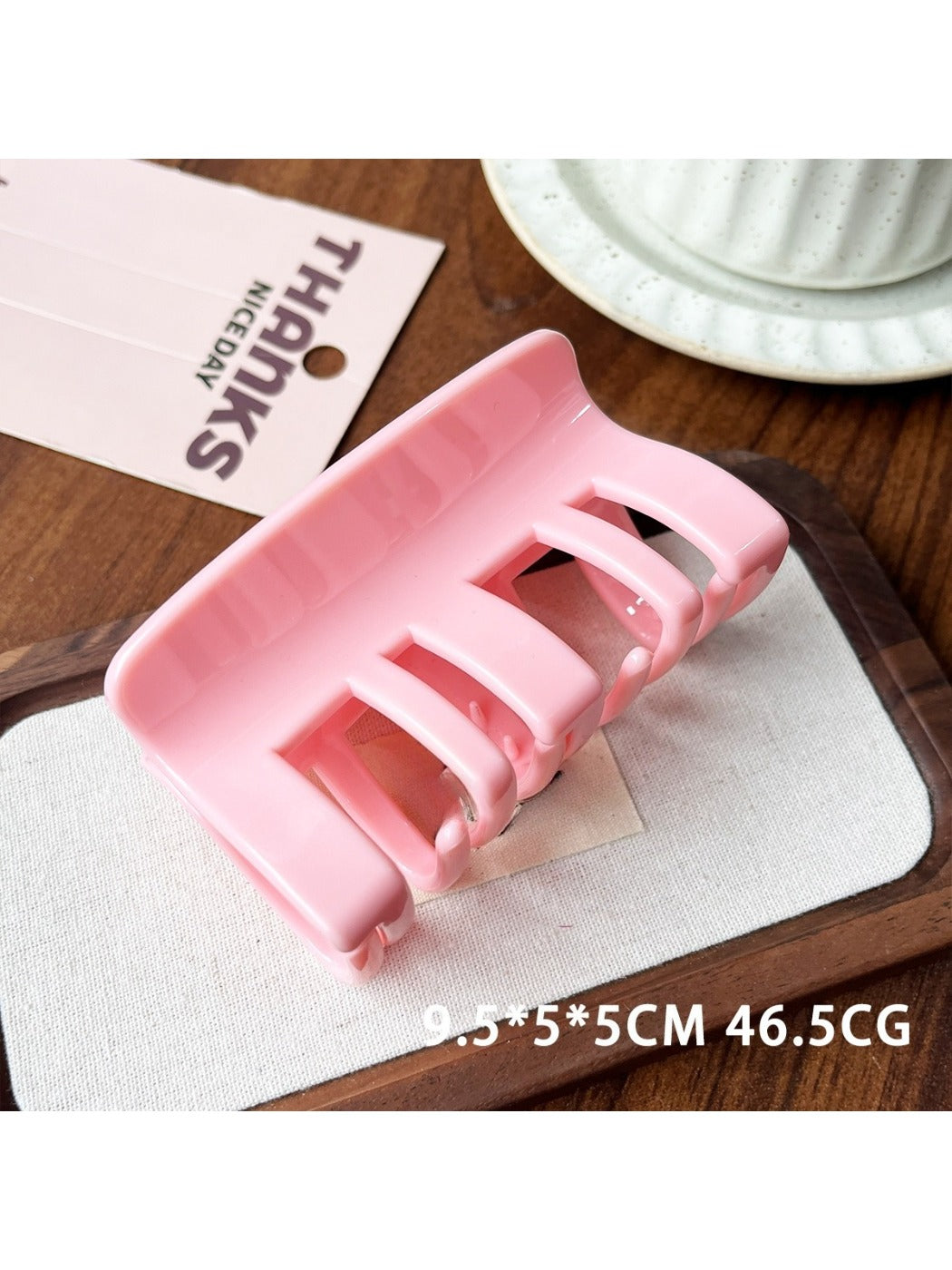 Beau plastic square claw clip with visible spring mechanism
