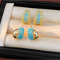 Earedge - Geometric C Shape Vintage Style Stud Earrings