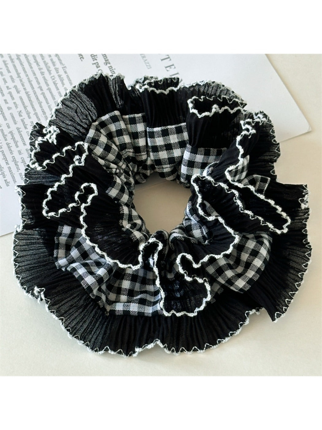 Gifty - Color Blocking Checkered Scrunchie