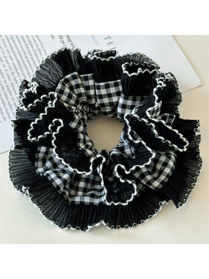 Gifty - Color Blocking Checkered Scrunchie