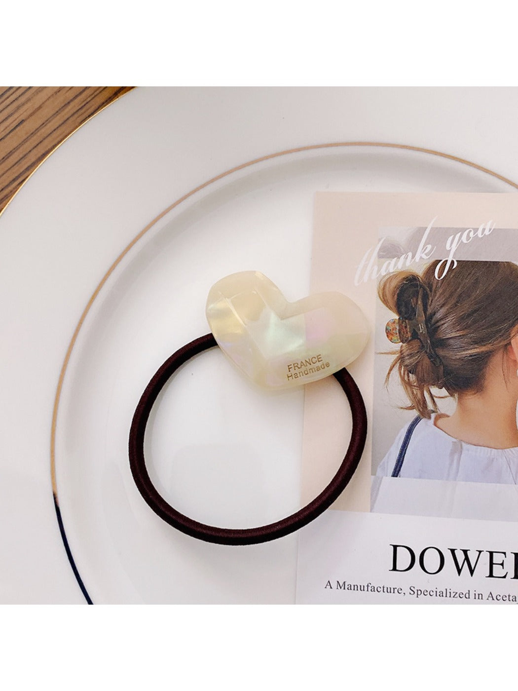 Gifty - Candy Color Heart Acetate Hair Ties Ponytail