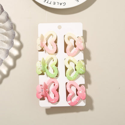 Beau - 6 Piece Heart Design Claw Hair Clips Set