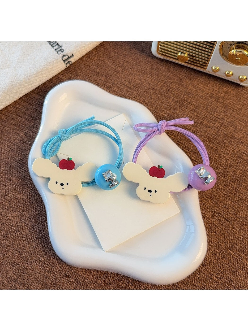 Gifty - Cute Dog Motif Elastic Beaded Hair Tie