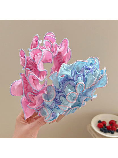 Side view of Gifty ruffle pleated fabric headband showing pleated texture