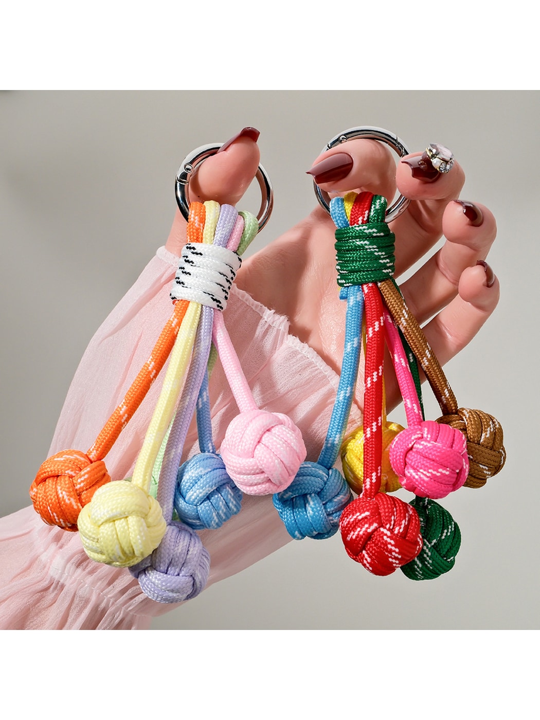 Keypus - Colorful Round Nylon Woven Ball Bag Charm