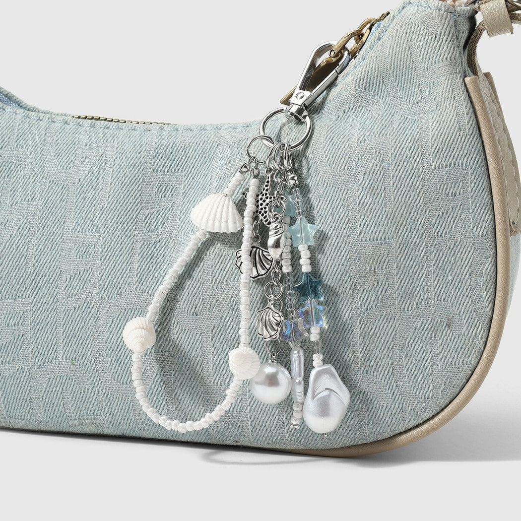 Keypus - Muted Ocean Motif Beaded Keychain