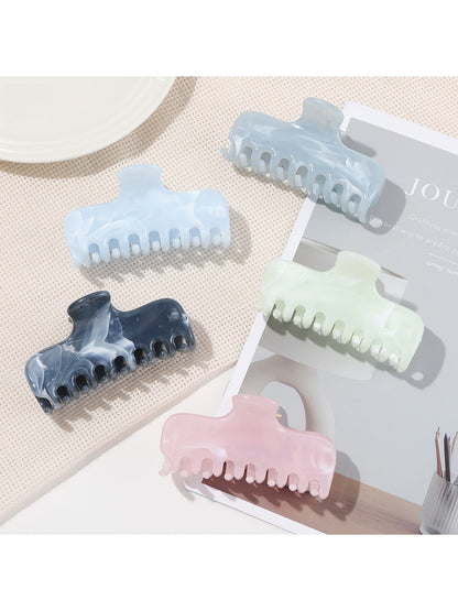 Beau - Marbled Plastic Flat Profile Hair Claw Clip