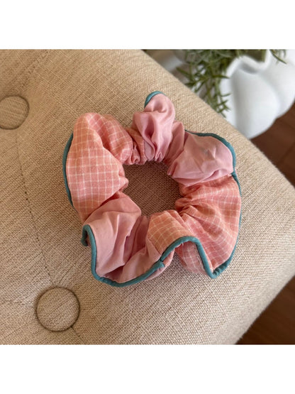 Gifty - Pink Plaid Scrunchie Hair Clip and Headband