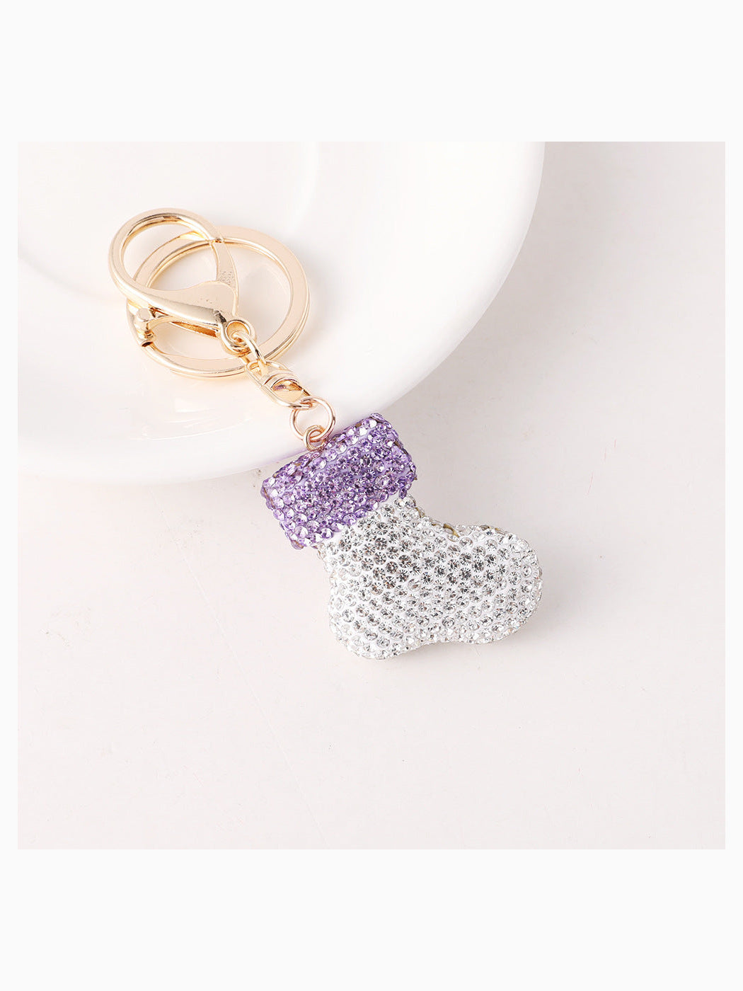 Purple Christmas stocking keychain