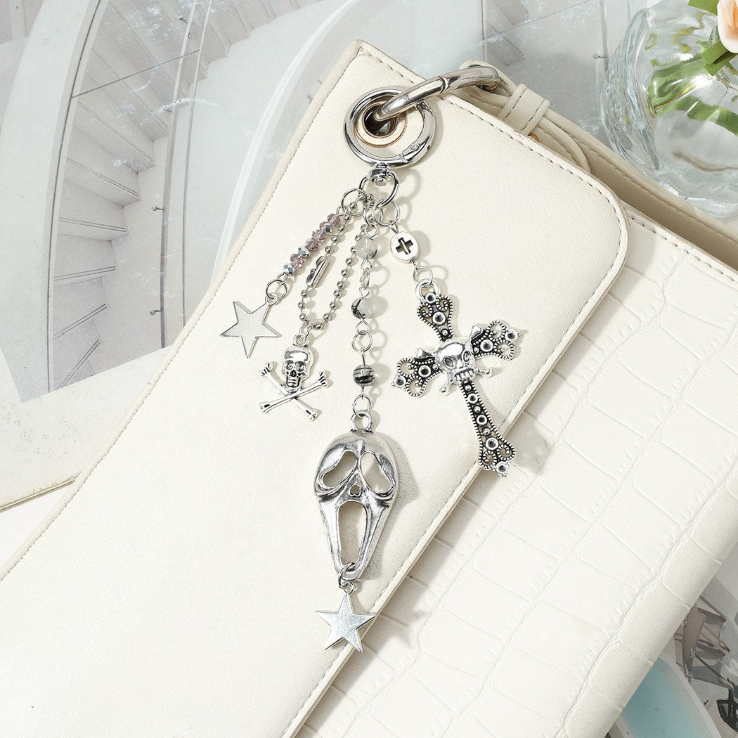 Keypus - Halloween Retro Skull and Cross Keychain