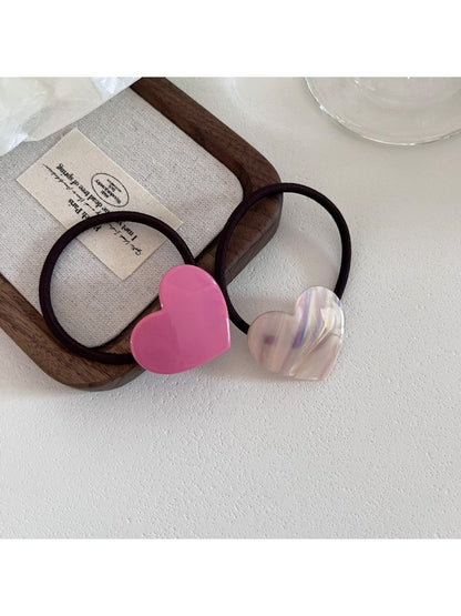 Gifty - Colorful Acetate Heart Shaped Hair Ties