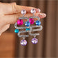 Earedge - Alloy Rhinestone Round Drop Stud Earrings