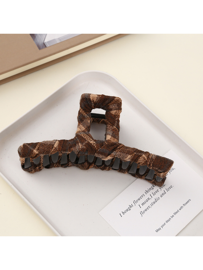 Beau - Retro Plaid Geometric Wrapped Claw Clip