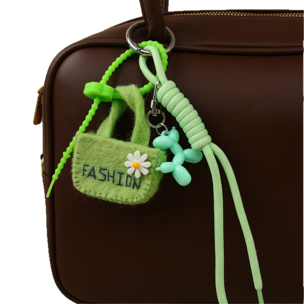Keypus - Floral Mini Bag Cord Detail Alloy Keychain
