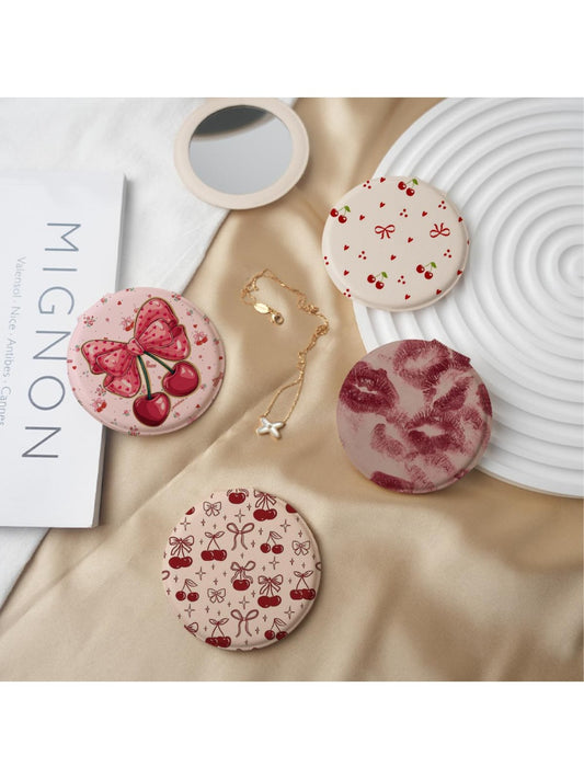 Mirroray - Bow and Cherry Pattern Compact Mirror