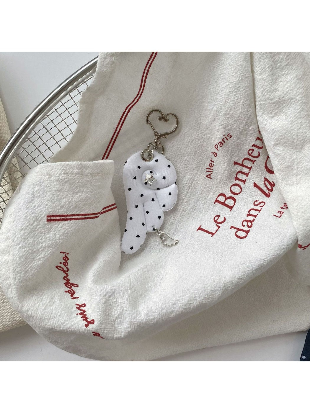 Keypus - Retro Polka Dot Wing Bag Charm Keychain