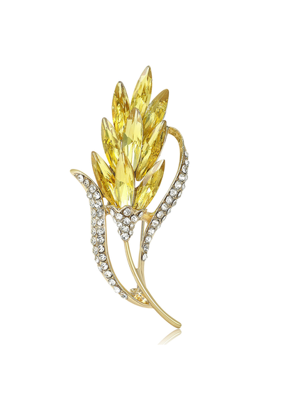 Brovia - Sparkling Wheat Ear Floral Accent Brooch