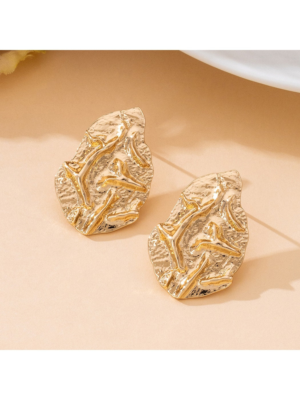 Earedge - Minimal Geometric Textured Alloy Stud Earrings