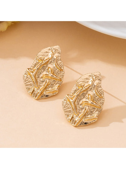 Earedge - Minimal Geometric Textured Alloy Stud Earrings