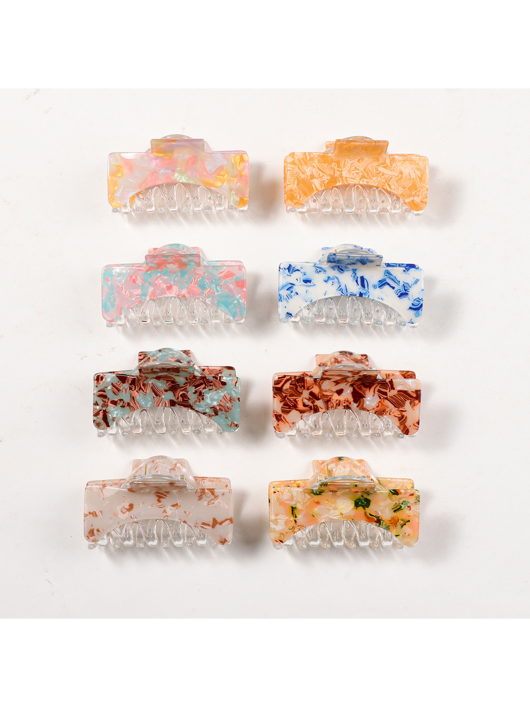 Beau - Large Square Marbled Texture Claw Clip