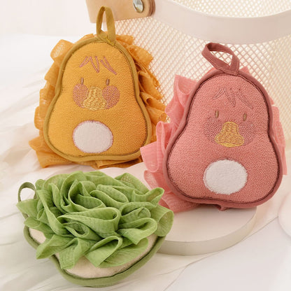 Papo - Pear Shaped Ruffle Mesh Bath Pouf