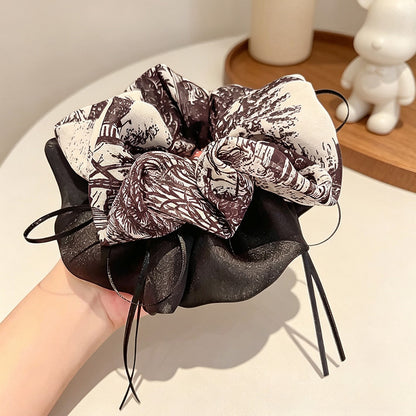 Gifty - Printed Ribbon Detail Polyester Scrunchie