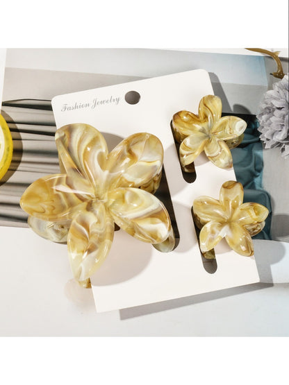 Beau - Marbled Frangipani Hair Clips Set