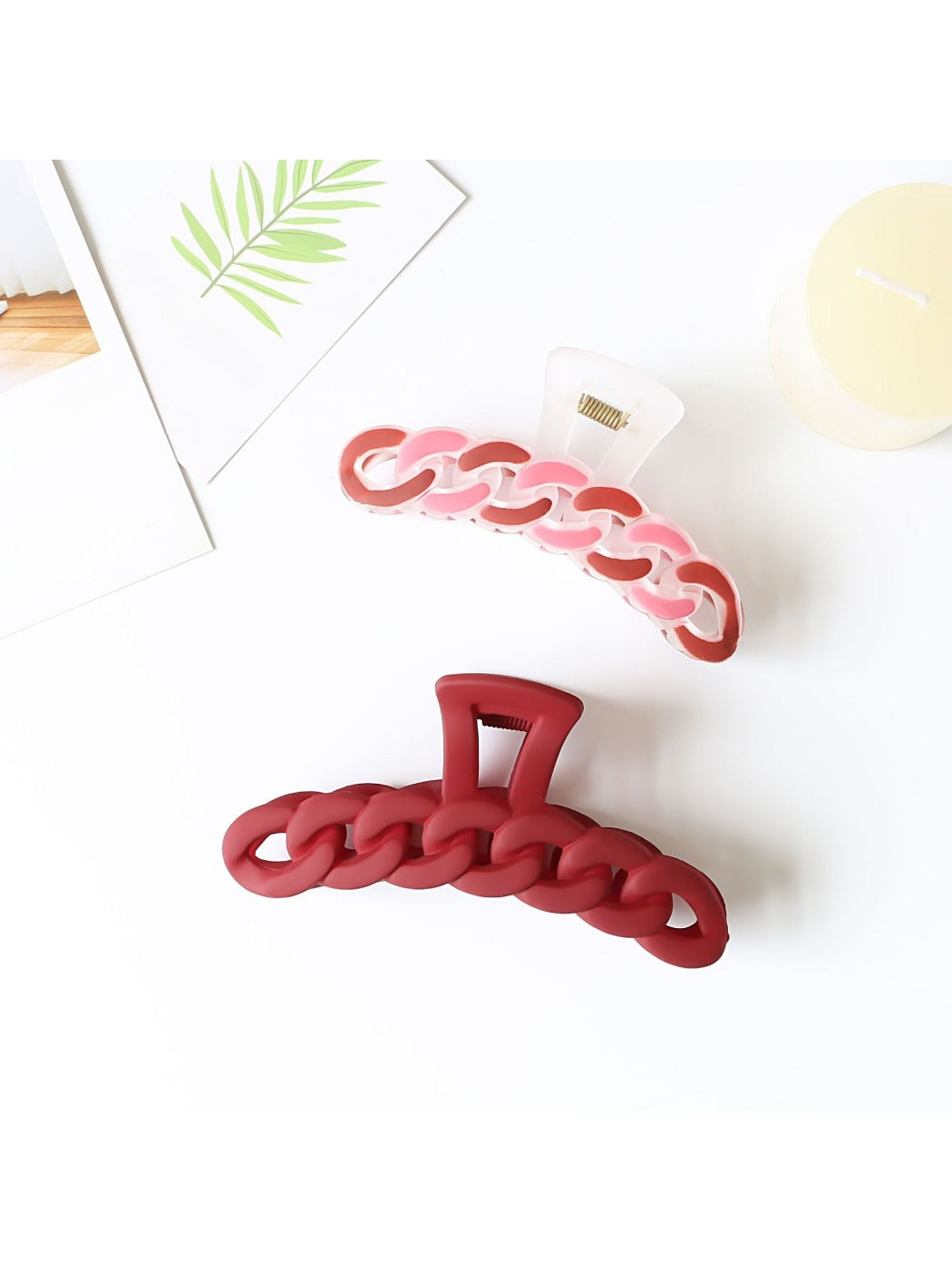 Beau - Solid Color Chain Link Hair Claw Clip