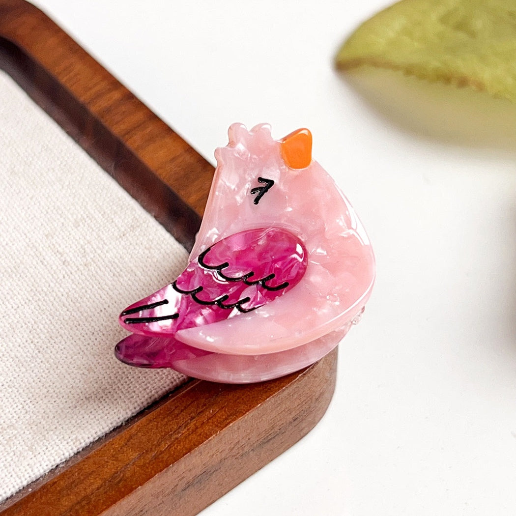 Pink bird hair claw clip
