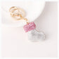 Pink Christmas stocking keychain