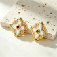 Earedge - Floral Clover Plated Alloy Stud Earrings