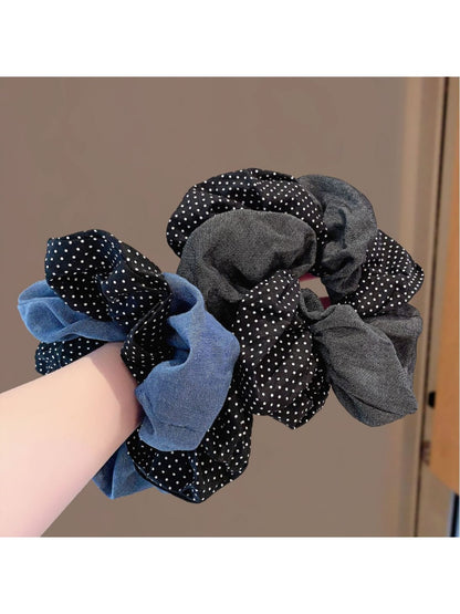 Gifty - Blue Polka Dot Double Layer Hair Tie Vintage