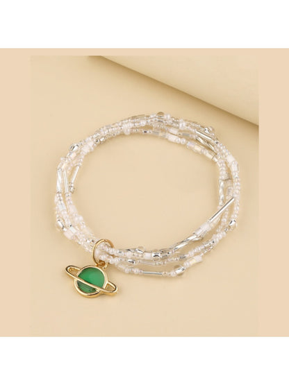 Lovra multi strand beaded bracelet displayed flat highlighting its minimalist design