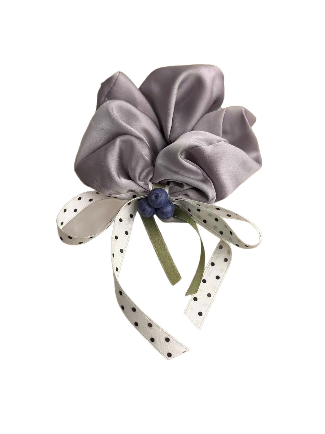 Gifty - Polka Dot Bow Blueberry Detail Scrunchie
