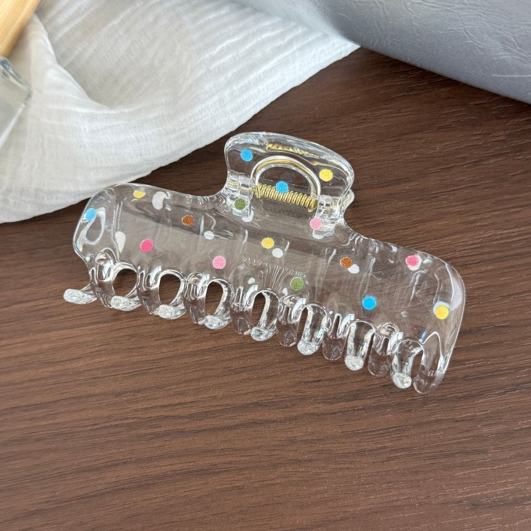 Beau - Transparent Polka Dot Plastic Claw Clip