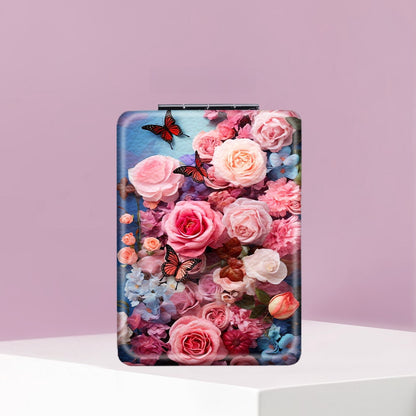 Mirroray - Pocket Size Floral Design Compact Makeup Mirror