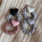Beau - Polka Dot Heart Satin Finish Fabric Scrunchie