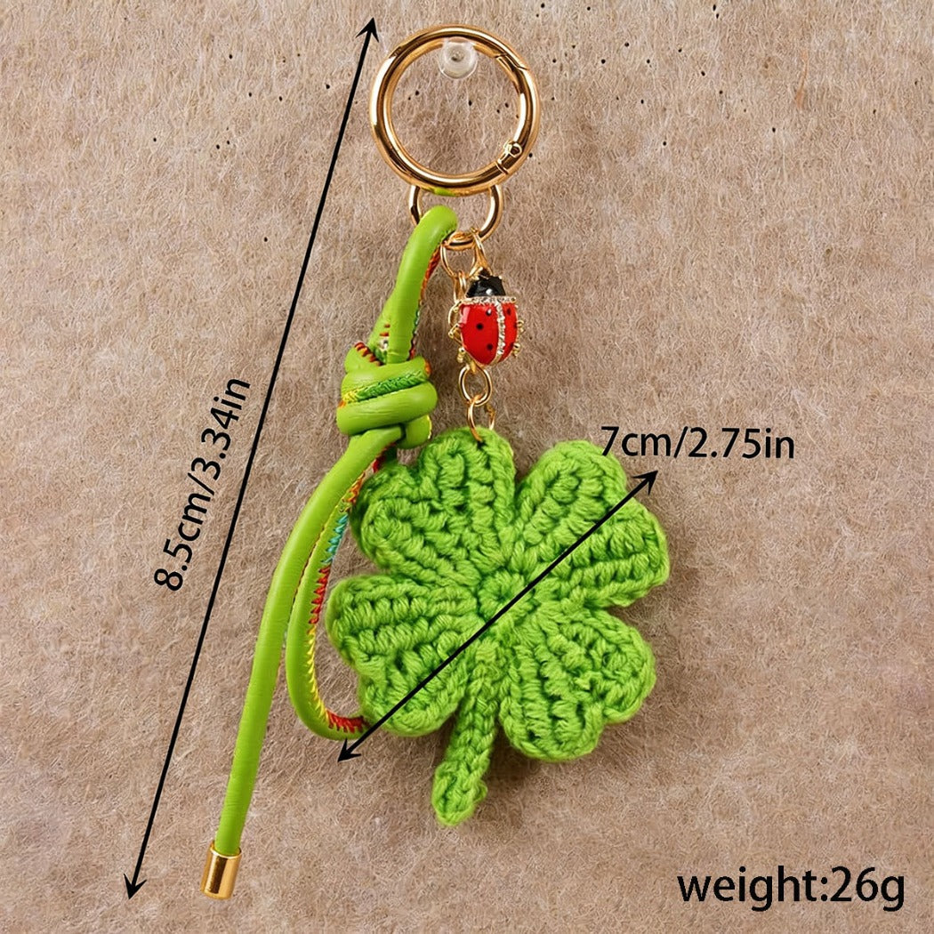Keypus - Crochet Style Clover Floral Bag Charm Keychain