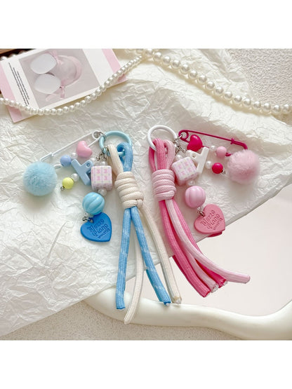Keypus - Sweet Heart Tassel Beaded Key Ring Keychain