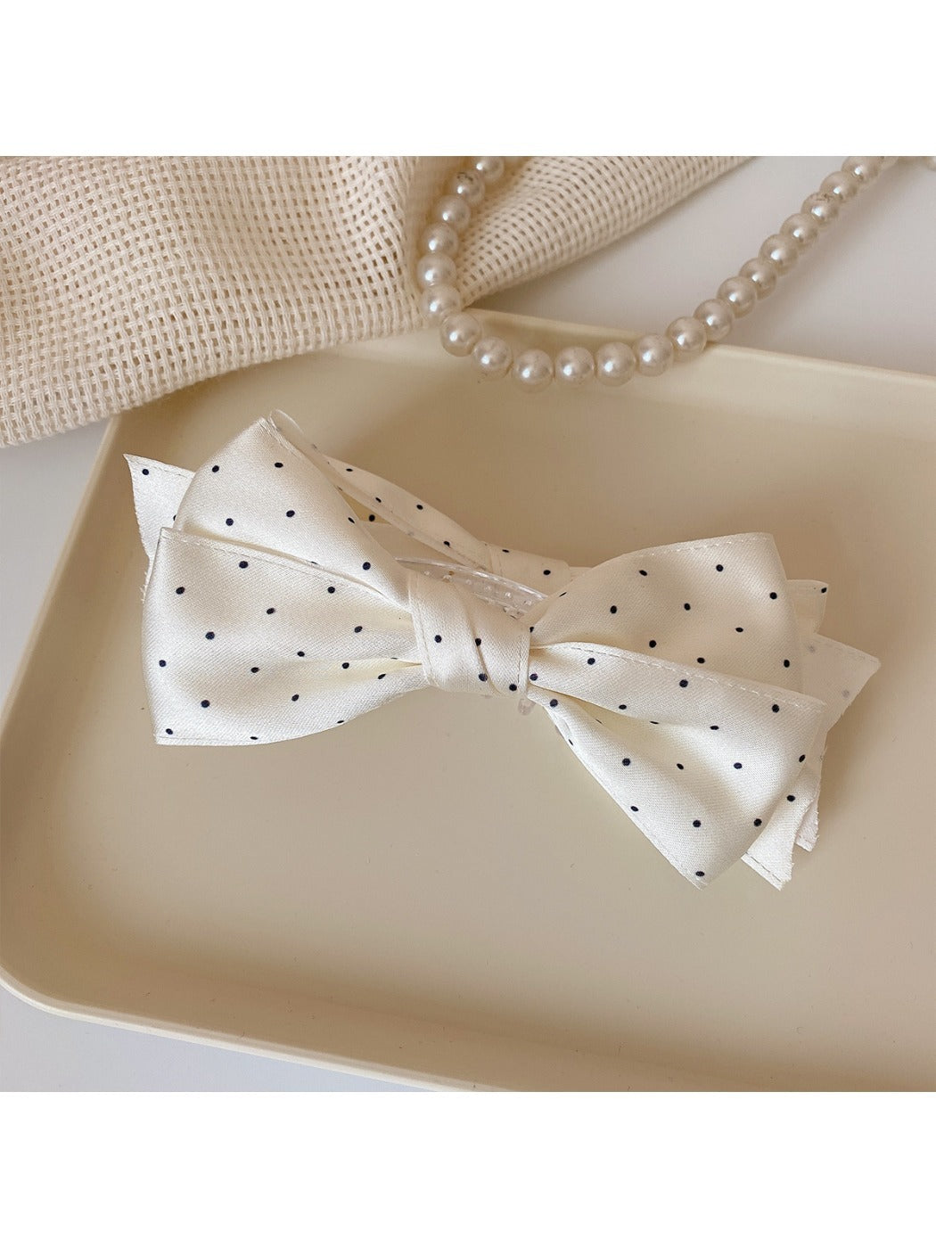 Beau - Polka Dot Satin Bow Hair Clip