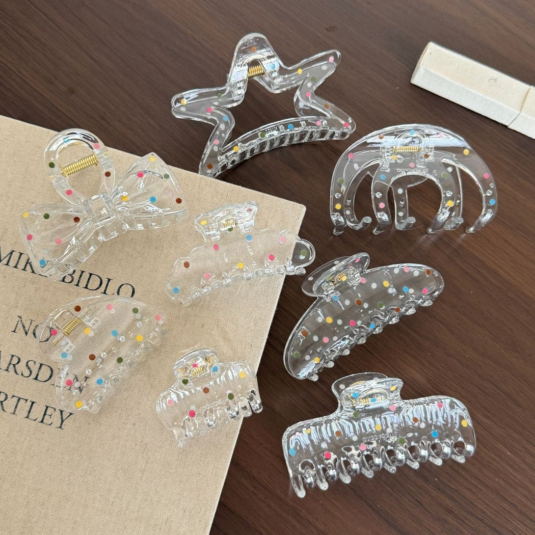 Beau - Transparent Polka Dot Plastic Claw Clip