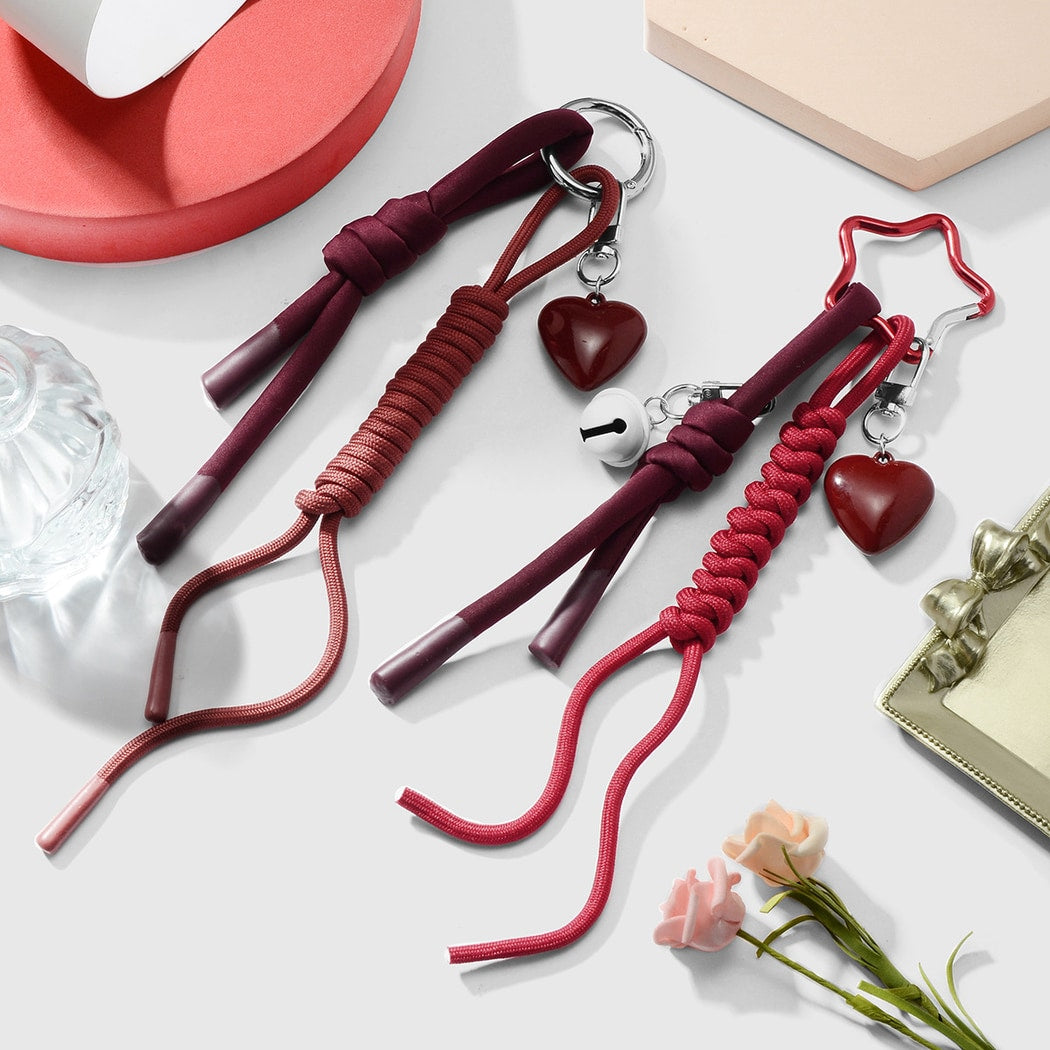 Keypus - Claret Heart Woven Cord Keychain