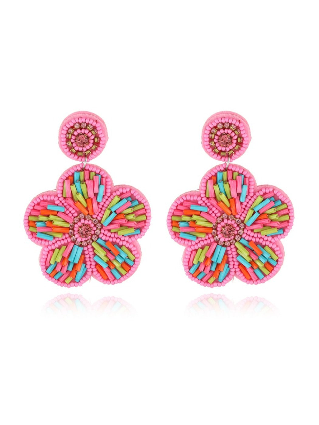 Earedge - Heart Shaped Floral Pendant Earrings