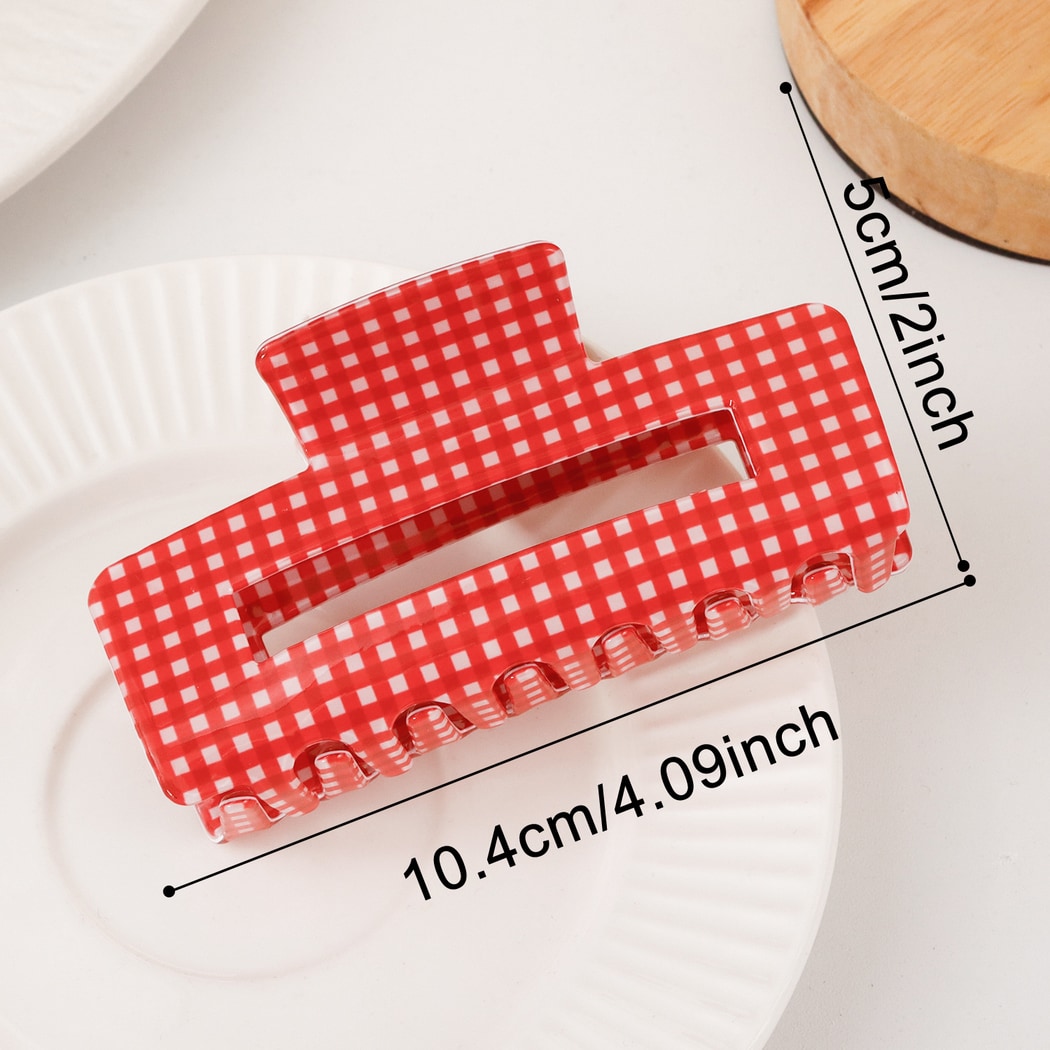 Beau - Plaid Hollow Rectangle Claw Clip