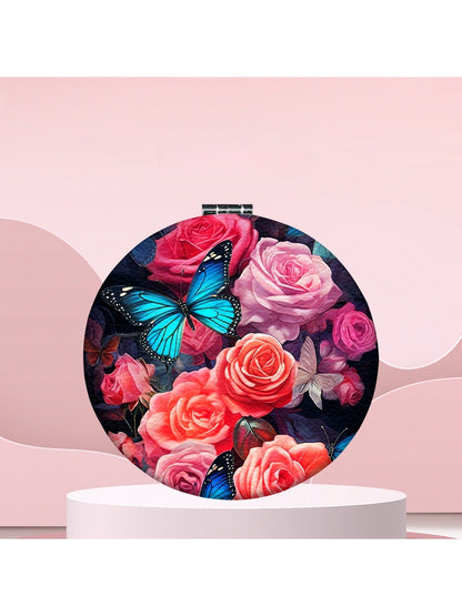 Mirroray - Floral Print Foldable Handheld Tabletop Mirror
