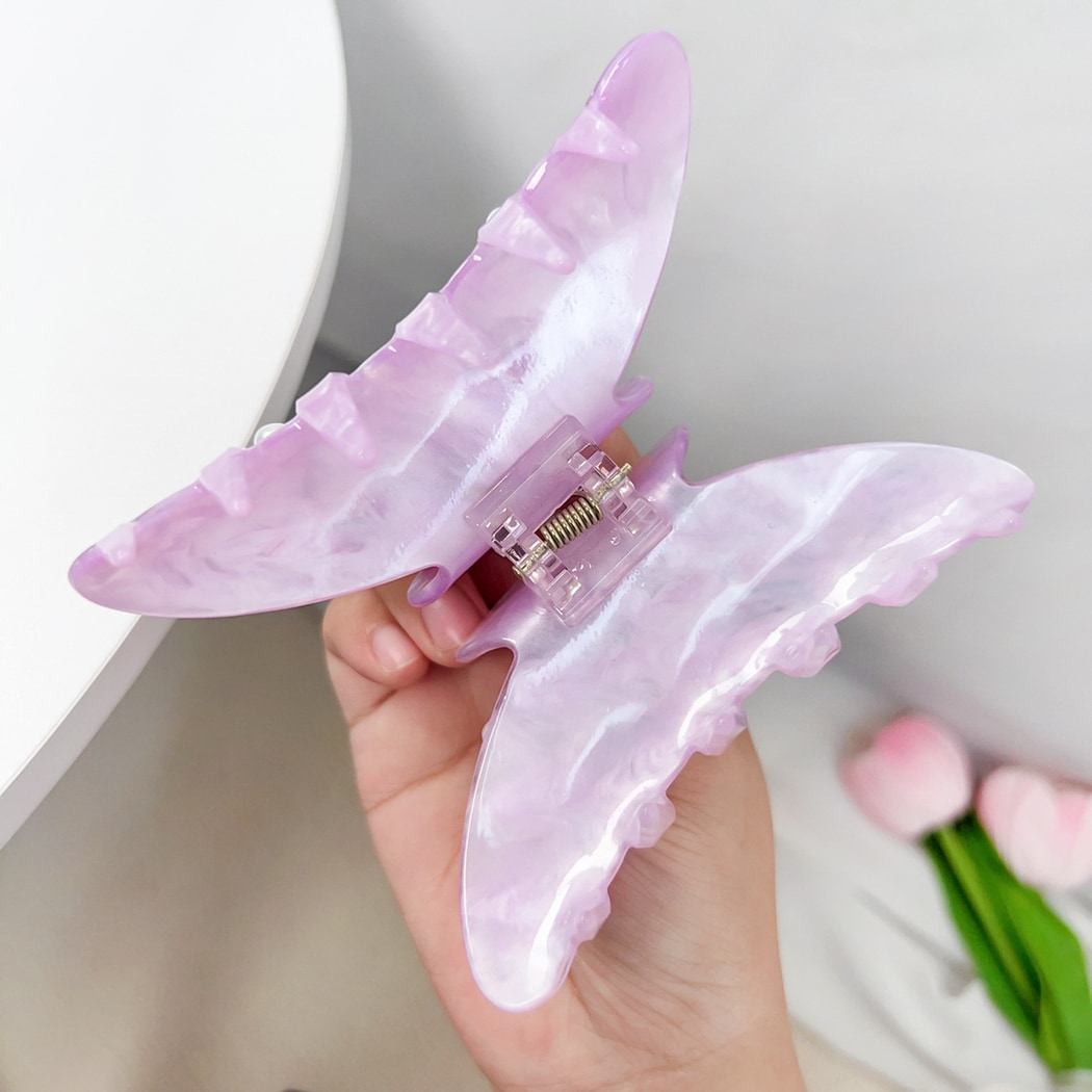 Beau - Purple Flower Embellished Curved Claw Clip