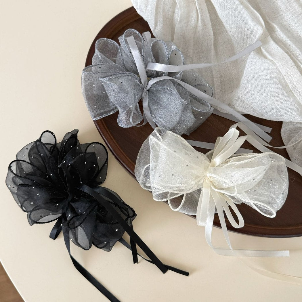 Beau - Sparkle Tulle Ribbon Bow Banana Clip
