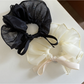 Gifty - Polyester Bow Heart Pendant Hair Scrunchie