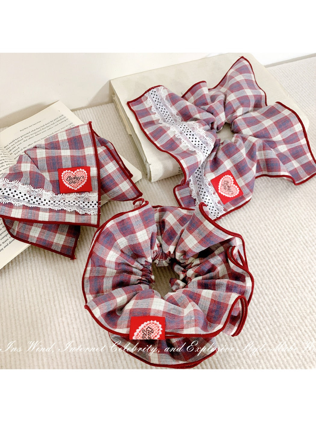 Gifty - Sweet Purple Checkered Scrunchie